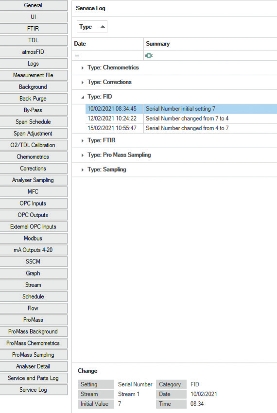 Service Schedule and Settings in Software