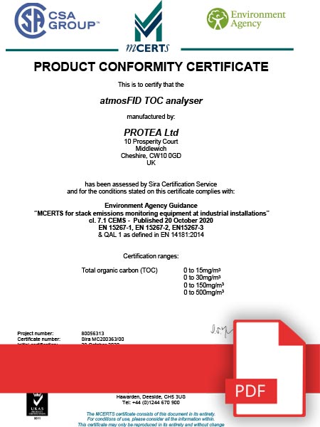 MCERTS Certificate